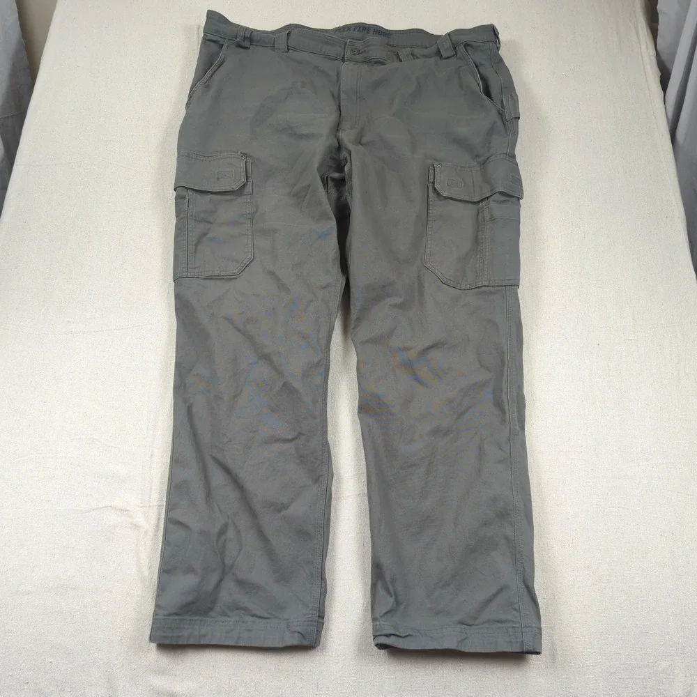 Duluth Trading Pants Mens 48x34 Khaki Flex Fire Hose Cargo Relaxed Utility